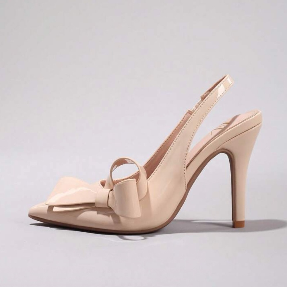 Elegant Cream Women Bowknot Pointed Toe
